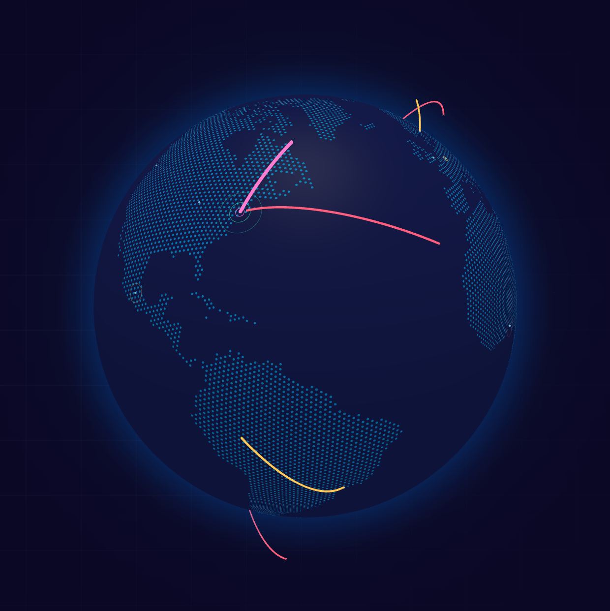 Globe showing simulated cyber attacks being detected and contained